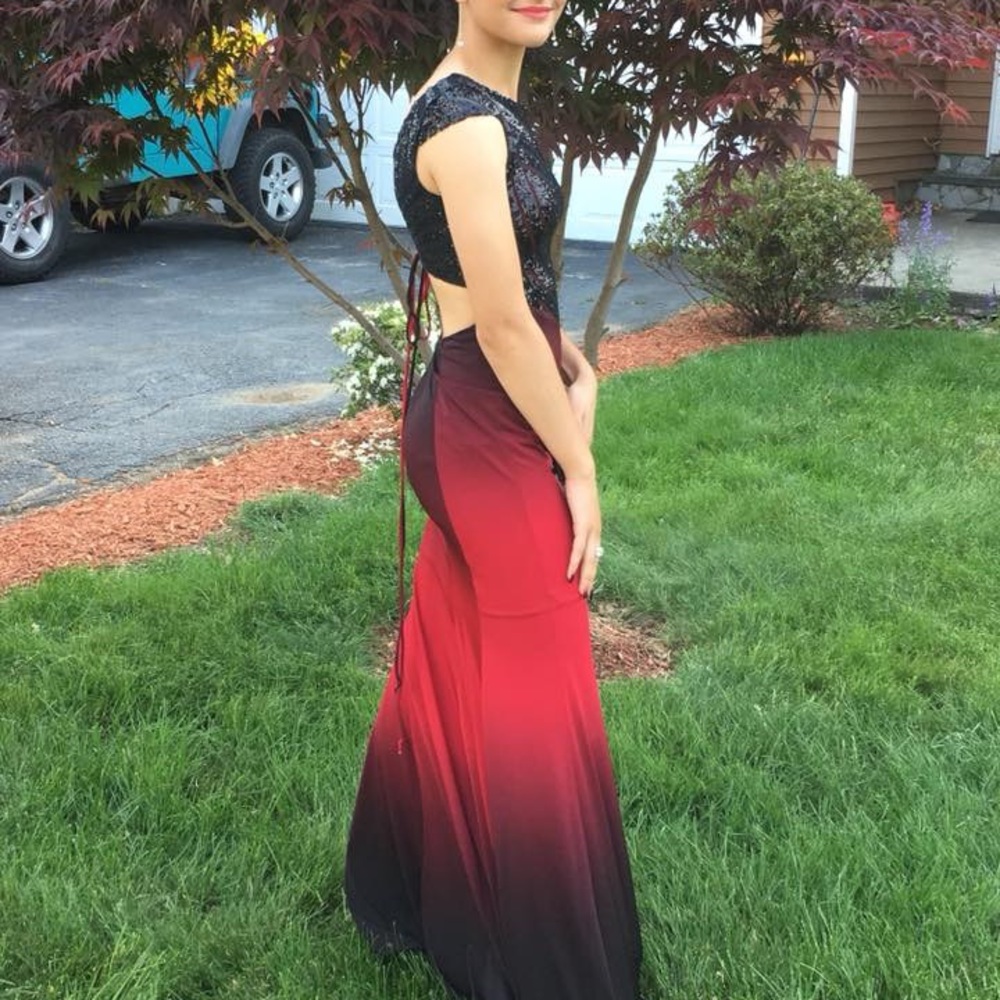 Back and red formal dress